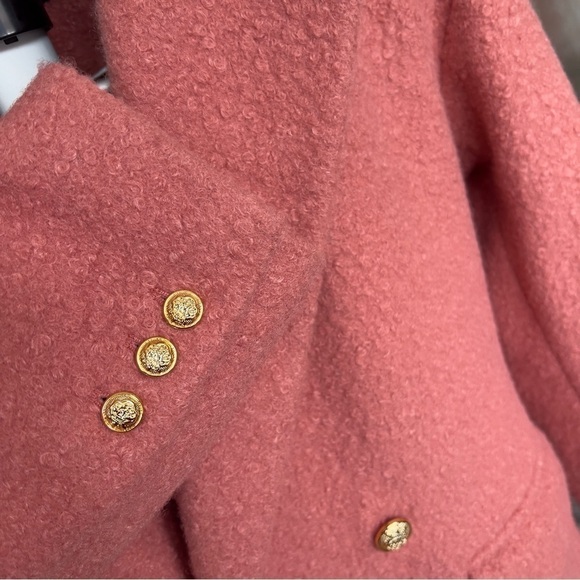 BCBGMaxAzria  Peony Dusty Rose Pink Double Breasted Winter Overcoat Pea Coat S - Picture 4 of 12